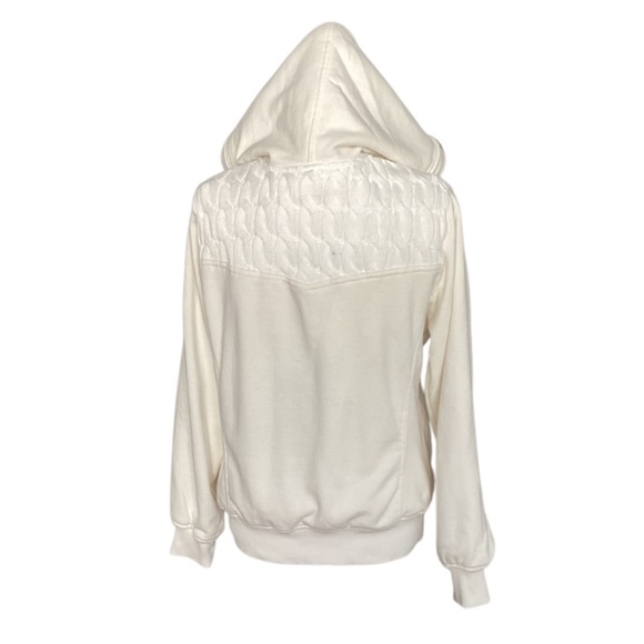 Green Tea Hooded Cable-knit White Sweatshirt - Picture 4 of 7